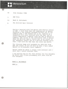 Memorandum from Mark H. McCormack to ABC file