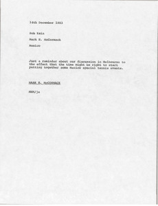 Memorandum from Mark H. McCormack to Bob Kain