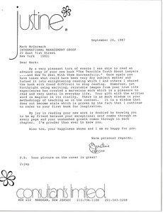 Letter from Justine to Mark H. McCormack