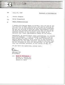 Memorandum from Brian Roggenburk to Jackie Simpson