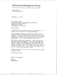 Letter from Mark H. McCormack to Glenn Rupp