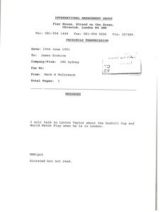 Fax from Mark H. McCormack to James Erskine