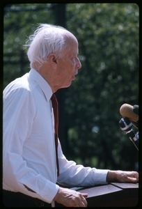 Norman Thomas addressing the crowd at an anti-Vietnam War demonstration