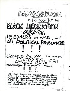 Demonstrate in support of the Black Liberation Army, prisoners of war,and all political prisoners!!!