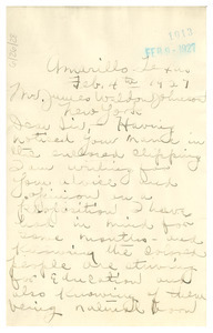 Letter from W. A. Gillam to James Weldon Johnson