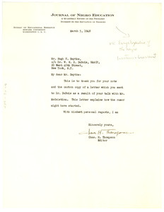 Letter from Charles H. Thompson to Hugh H. Smythe