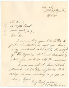 Letter from C. A. Dockens to The Crisis