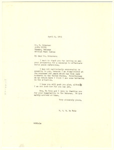 Letter from W. E. B. Du Bois to M. Schermer