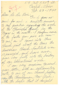 Letter from A. C. Tebeau to W. E. B. Du Bois
