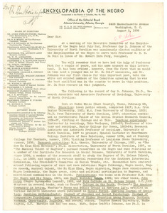Circular letter from Encyclopedia of the Negro