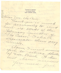 Letter from Louise R. Jeffrey to W. E. B. Du Bois