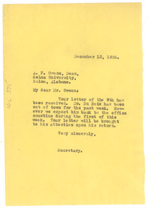 Letter from Crisis to A. F. Owens