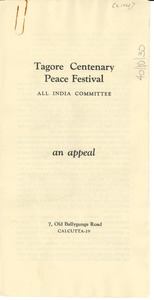 Tagore Centenary Peace Festival program