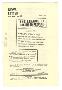 League of Coloured Peoples newsletter