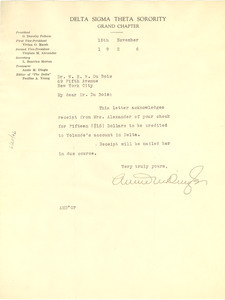 Letter from Delta Sigma Theta Sorority, Grand Chapter to W. E. B. Du Bois