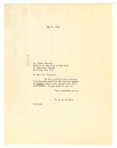 Letter from W. E. B. Du Bois to Oscar Sherwin