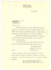 Letter from Kenneth R. Forbes to W. E. B. Du Bois