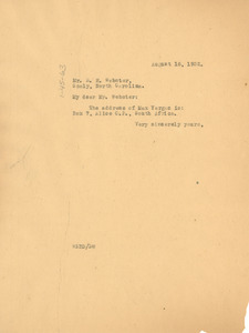 Letter from W. E. B. Du Bois to Edgar H. Webster