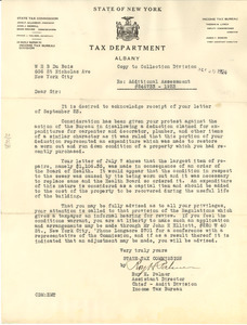 Letter from New York (State) Income Tax Bureau to W. E. B. Du Bois