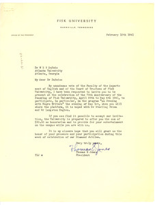 Letter from Thomas E. Jones to W. E. B. Du Bois