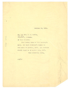 Letter from Crisis to Mr. & Mrs. I. B. Waddle
