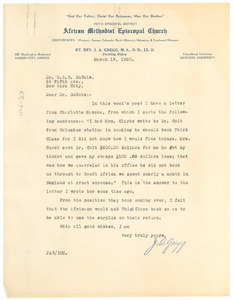 Letter from J. A. Gregg to W. E. B. Du Bois