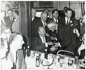 Mayor John F. Collins conversing with Massachusetts Senator Leverett A. Saltonstall