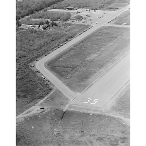 Memorial Airport Wiggins Airways, view of hangars, landing strips, and the area, Norwood, MA