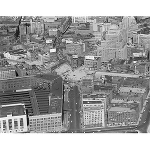 South Station and the area, looking up Summer Street, close up, Boston, MA