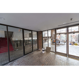 Harriet Tubman House entrance vestibule on Columbus Avenue facing atrium, left