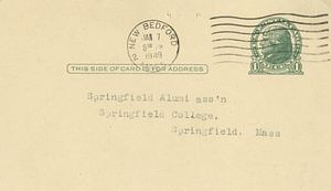 Postcard sent by William Chase to Calvin Martin (Jan. 7, 1949)