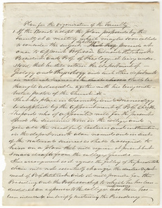 Joseph Vaill draft of a plan for the organization of the faculty