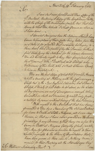 Jeffery Amherst letter to Sir William Johnson, 1762 February 14