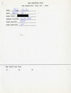 Citywide Coordinating Council daily monitoring report for Hyde Park High School by Gladys Staples, 1975 October 6