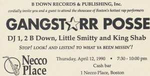 Gang Starr Posse flyer/invite for Necco Place