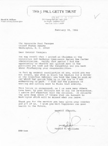 Letter from Harold M. Williams to Paul Tsongas