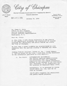 Letter from John Moylan to James Pitts regarding disposition of surplus ...