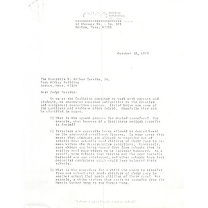 Letter, Judge Garrity, October 20, 1975.
