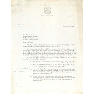 Letter, Dr. Robert Wood, November 16, 1979.