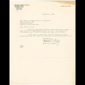 Letter from Mildred E. Bixby to Muriel Snowden about Lady Kate Korsah