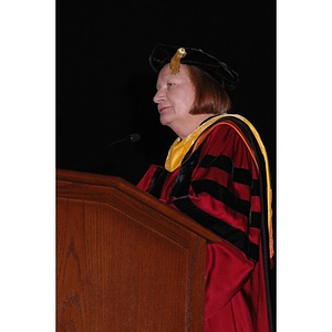 Patricia Kiladis, a faculty member, speaks at School of Nursing convocation