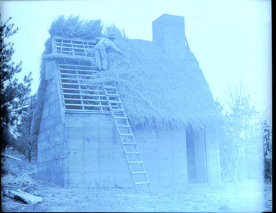 Roof thatching, Pioneer Village, Salem, Mass., June 1930