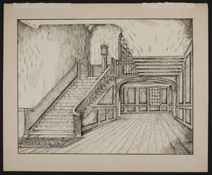 Early New England Interiors. [Sparhawk House staircase.]