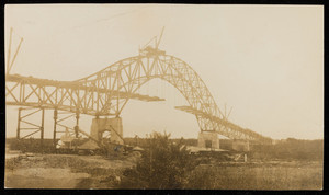Postcard of the construction of the Bourne Bridge