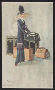 Trade card for luggage, location unknown, 1912