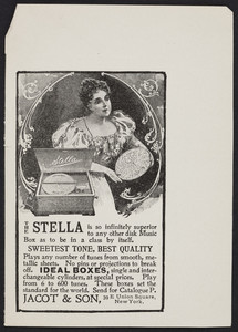 Advertisement for The Stella Music Box, Jacot & Son, 39 E. Union Square, New York, New York, September 1898