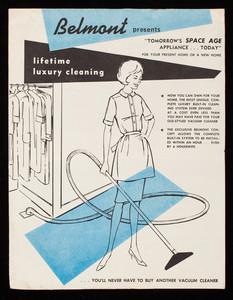 Belmont presents tomorrow's space age appliance today for your present homeor a new home, Belmont Mfg. Co., New Hartford, Connecticut