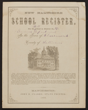 New Hampshire school register, Manchester, New Hampshire, 1870