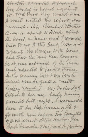 Thomas Lincoln Casey Notebook, February 1890-April 1890, 12, Clinton + wanted to know if