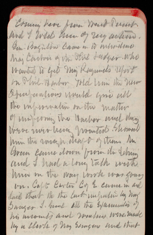 Thomas Lincoln Casey Notebook, February 1890-May 1891, 43, coming here from West Point
